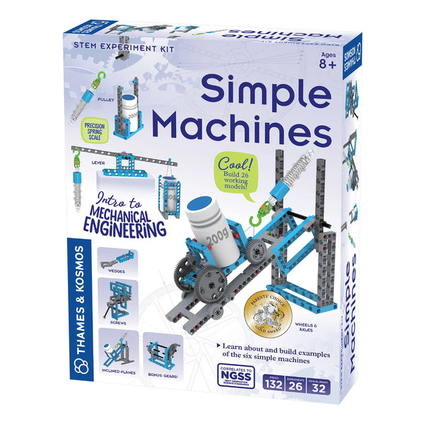 Simple machines model kit with levers, pulleys, gears; Hands-on physics learning for kids; Build working models of simple machines