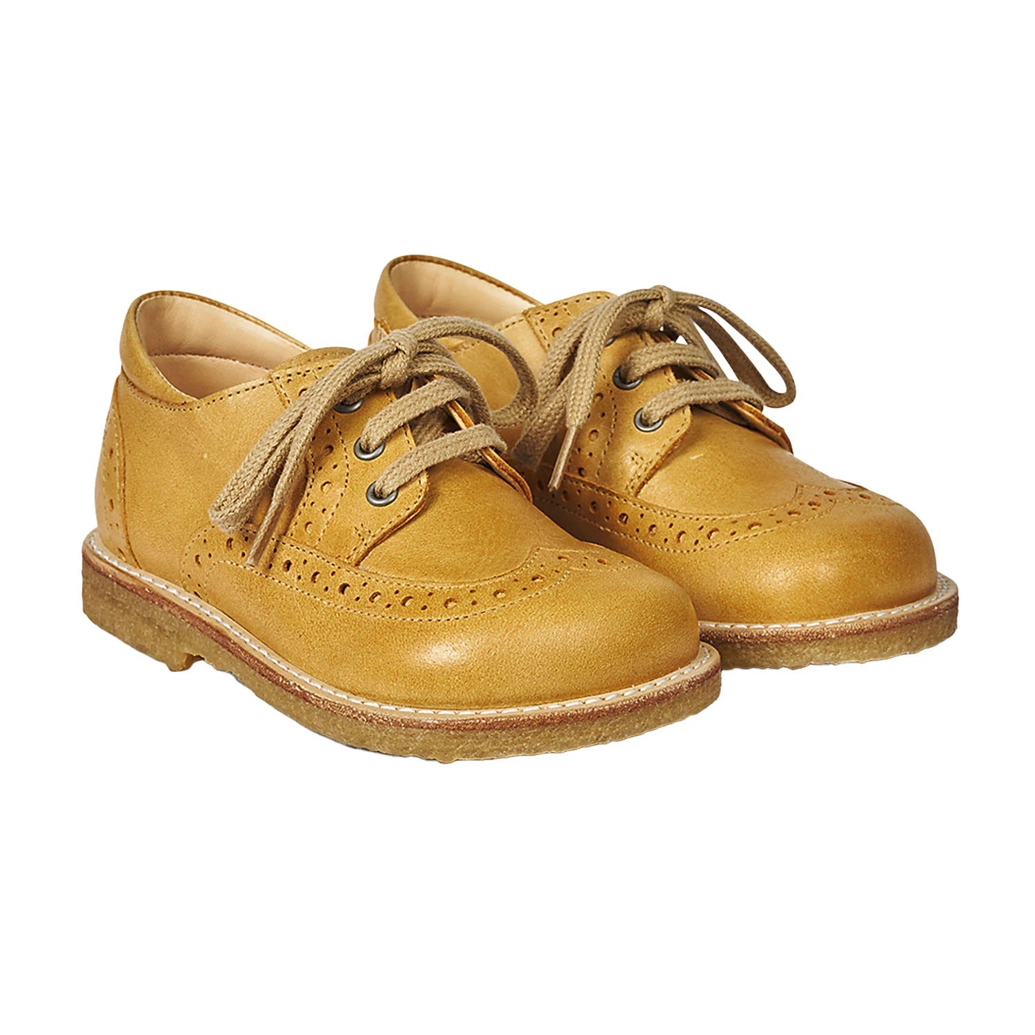 Angulus Classic Lace Up Kids Leather Shoes Camel - Main Image