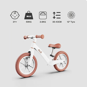 LUMI Balance Bike with stylish brown accents, designed for kids aged 2 to 5.