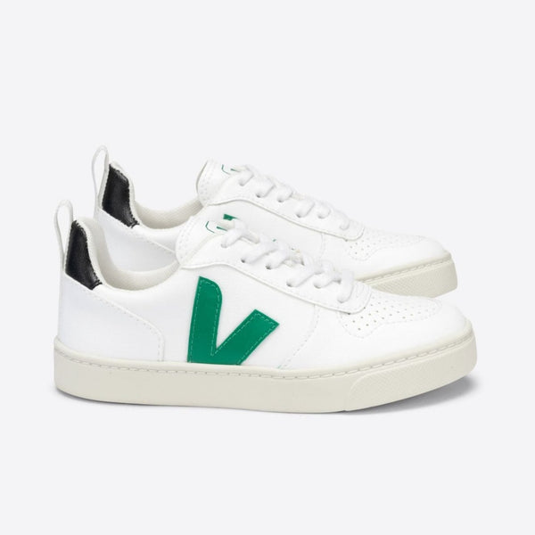 Veja V-10 CWL Lace Sneakers – White/Emeraude/Black – Sustainable Vegan Shoes