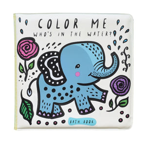 Colour Me: Who's in the Water? bath book, black and white baby animals