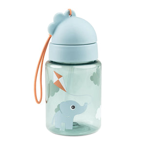 Done by deer water bottle with straw in a white background.
