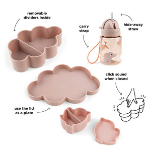 Features of Done By Deer Lunch & Snack Box with Straw Water Bottle - Powder