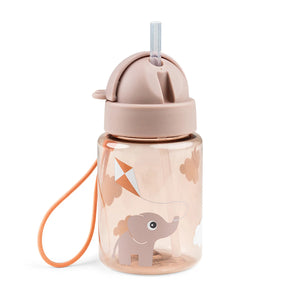Kids water bottle with foldable straw.