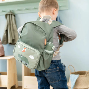 A Done by Deer Backpack on a kid's back