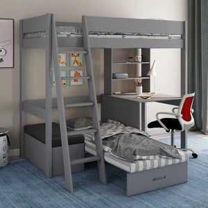 Estella Bunk Beds for Kids black futon in sofa position