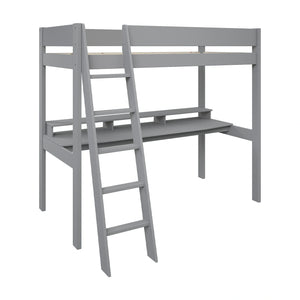 Grey gaming high sleeper bed with desk