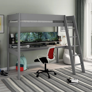 Estella Grey High Sleeper Gaming Bed with Desk