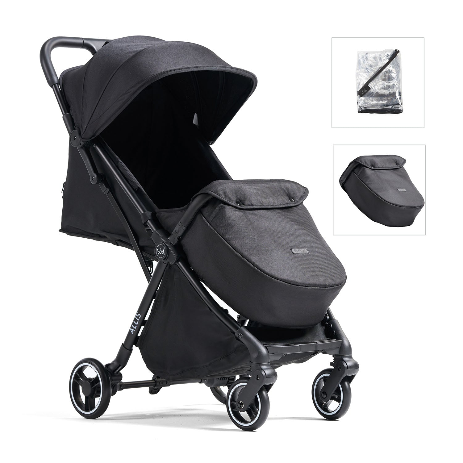 Flick Auto-Fold Pushchair with Footmuff Raincover Allis Baby