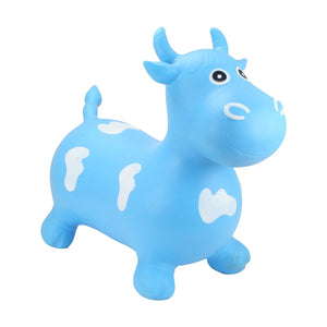 Happy Hopperz Bouncy Kids Ride On Toys - Inflatable - Big Face Blue Bull