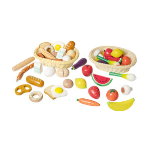 Hooga Playroom Wooden Play Food Bundle with 2 Baskets