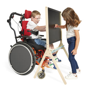 Childrens are using Magnetic Blackboard and chalk blackboard to draw