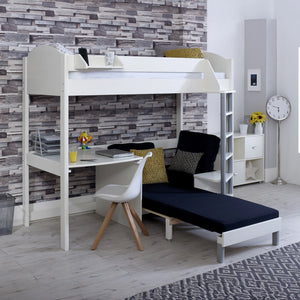 Loft bed for kids with study space and storage