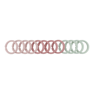 Little dutch loops for attaching toys on stroller or car seat on white background.