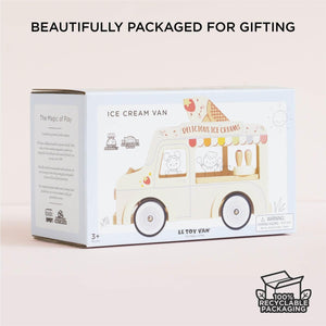 Wooden ice cream van toy for make-believe ice cream selling play