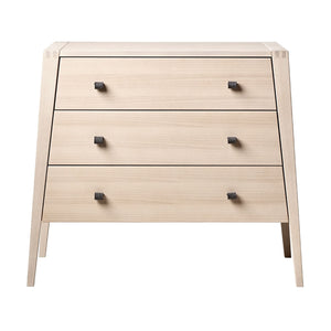 Front view of leander linea dresser with 3 drawers with soft handles.