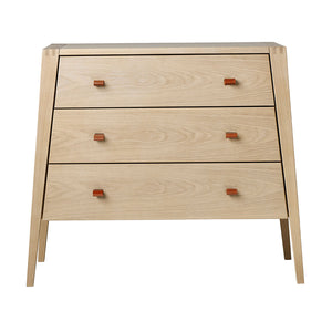 Three-drawer Leander Linea dresser for nursery storage.