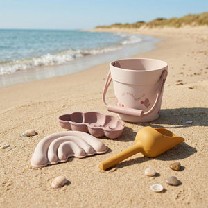 Small silicone beach toy set for toddlers.
