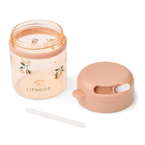 The Liewood drinking cup, twist-and-lock lid prevents accidental opening in a bag or pram