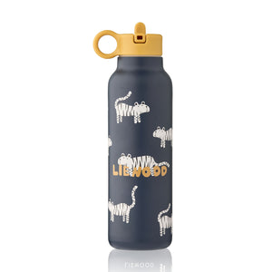 Liewood Falk 500ml stainless steel water bottle - Tiger Classic Navy pattern