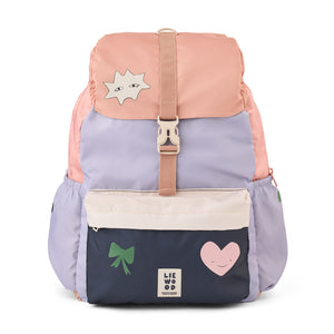 Front view of Liewood Johnny School Backpack showing structured shape and pockets.