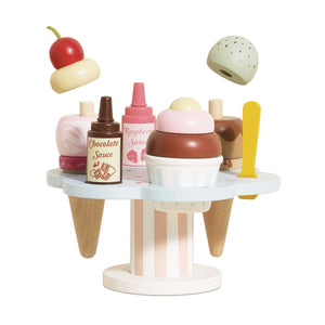Le toy van wooden ice cream stand toy with colorful toppings