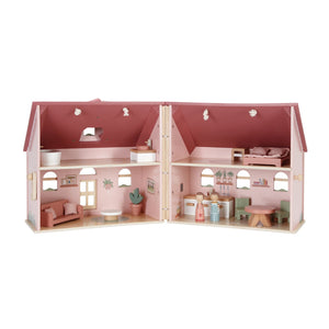Portable dollhouse design perfect for play at home or on the go.