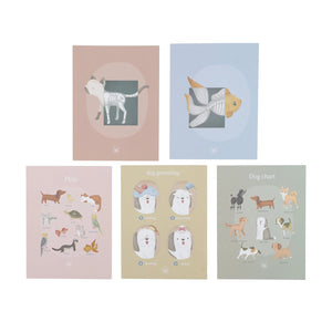 Medical illustration cards are showing a white background. Such as X-ray, dog chart.