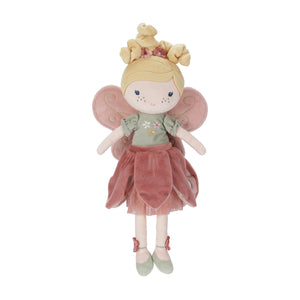 Little dutch cuddle doll fairy mila with blonde hair made of soft material, styled in two cute buns with ribbons.