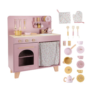 Little Dutch Wooden Play Kitchen Pink with 16 Accessories