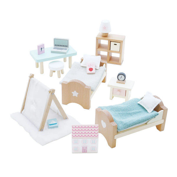 Wooden Dolls House Bedroom Furniture Set - 24 Piece