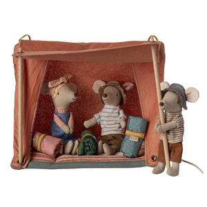 Mini camping tent for Maileg Mice with open doors