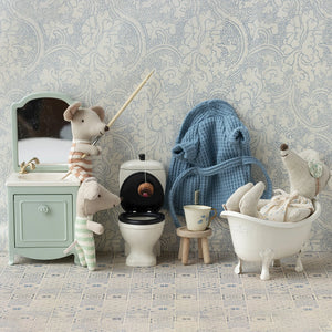 Maileg sink dresser with mirror for imaginative play.