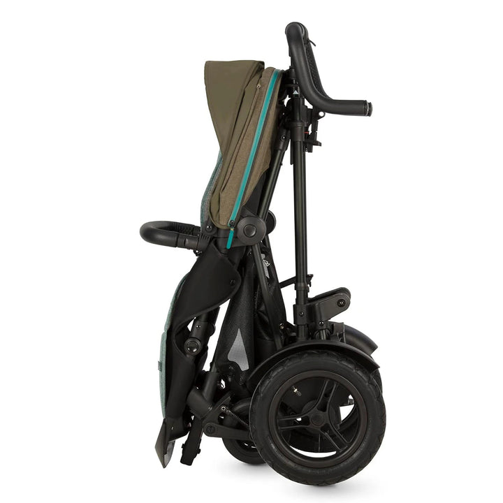 A Micralite TwoFold stroller with a folded carrycot attached, displayed on a white background.