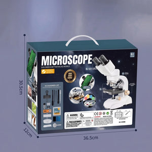 All-in-one microscope kit neatly arranged inside storage carry case
