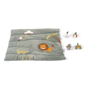Minidream 2-in-1 activity gym and playpen mat in jungle theme with 4 hanging toys.