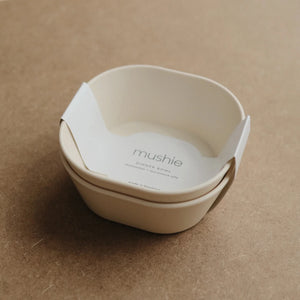 Two baby bowls in soft colours