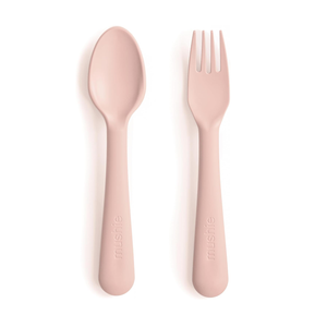 Mushie Fork and Spoon Set for Kids - Blush