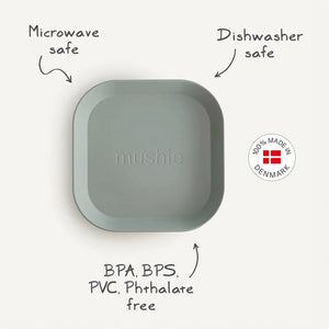 This kids plate is square in design for stability and spill prevention.