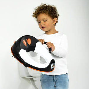 Portable potty training seat designed to build toddler confidence.