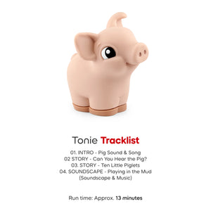 Tracklist of cute pig animals figures designed for small children’s hands.