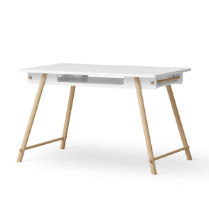 Camp Junior Desk in white oiled oak with shelf