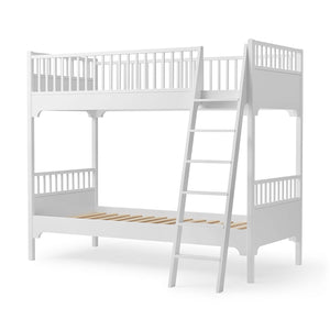 White Oliver Furniture Seaside Classic bunk bed with slanted ladder.