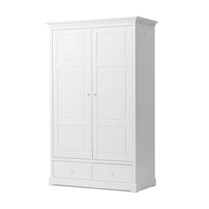 Elegant white 2-door wardrobe with a clean, minimalist design