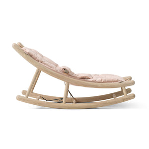 Oliver Furniture Wood Baby & Toddler Rocker in white-oiled oak frame with oak rose cushion.