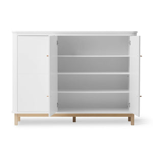 Scandinavian style cupboard with leather handles
