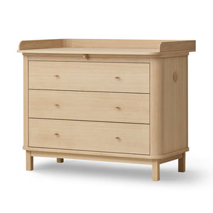 Front view of Oliver Furniture Wood Nursery Dresser with 3 drawers in oak finish