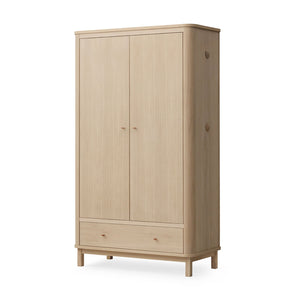 Full oak wardrobe with leather handles and soft-close doors