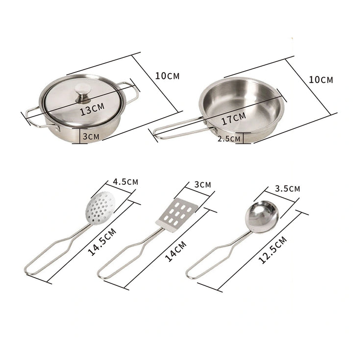 Dimenssion of Stainless Steel Play Kitchen Accessories