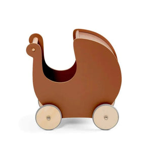 Sebra Wooden Dolls Pram - Dark Amber
